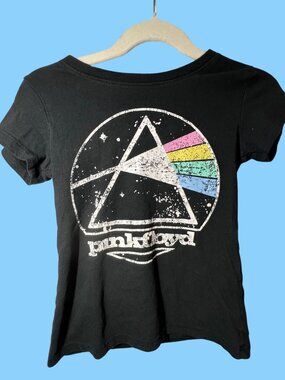 Pink Floyd Girls Dark Side Of The Moon Black Graphic Tee Shirt 4/5 Cotton